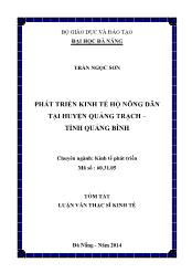 Tóm tắt Luận văn Phát triển kinh tế hộ nông dân tại huyện Quảng Trạch – tỉnh Quảng Bình