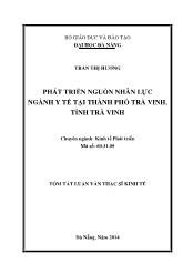 Tóm tắt Luận văn Phát triển nguồn nhân lực ngành y tế tại thành phố Trà Vinh, tỉnh Trà Vinh