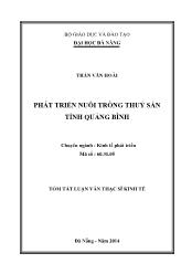 Tóm tắt Luận văn Phát triển nuôi trồng thuỷ sản tỉnh Quảng Bình