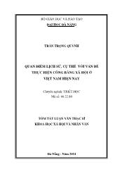 Tóm tắt Luận văn Quan điểm lịch sử, cụ thể với vấn đề thực hiện công bằng xã hội ở Việt Nam hiện nay