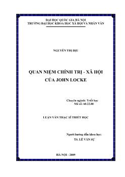 Tóm tắt Luận văn Quan niệm chính trị - xã hội của John Locke