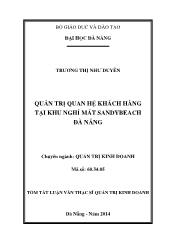 Tóm tắt Luận văn Quản trị quan hệ khách hàng tại khu nghỉ mát Sandybeach Đà Nẵng