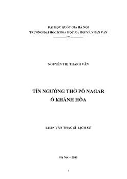 Tóm tắt Luận văn Tín ngưỡng thờ Pô Nagar ở Khánh Hòa