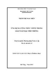 Tóm tắt Luận văn Ứng dụng công thức Viète trong giải toán bậc phổ thông