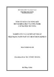 Báo cáo Đề tài Nghiên cứu và cải tiến kỹ thuật nhận dạng ngôn ngữ cử chỉ sử dụng kinect