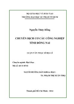 Luận văn Chuyển dịch cơ cấu công nghiệp tỉnh Đồng Nai