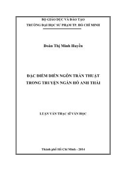 Luận văn Đặc điểm diễn ngôn trần thuật trong truyện ngắn Hồ Anh Thái