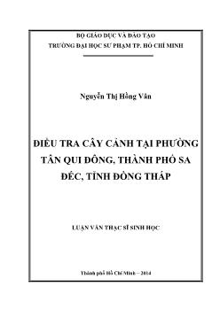 Luận văn Điều tra cây cảnh tại phường Tân Qui Đông, thành phố Sa Đéc, tỉnh Đồng Tháp