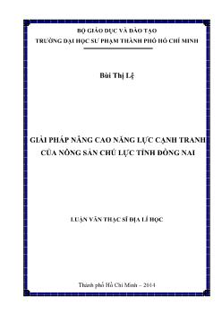 Luận văn Giải pháp nâng cao năng lực cạnh tranh của nông sản chủ lực tỉnh Đồng Nai