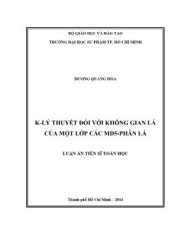 Luận văn K-Lý thuyết đối với không gian lá của một lớp các MD5-phân lá