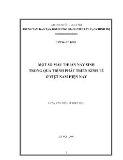 Luận văn Một số mâu thuẫn nảy sinh trong quá trình phát triển kinh tế ở Việt Nam hiện nay