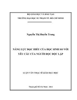 Luận văn Năng lực đọc hiểu của học sinh so với yêu cầu của người đọc độc lập