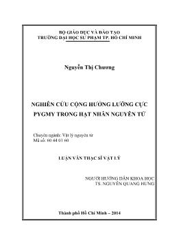 Luận văn Nghiên cứu cộng hưởng lưỡng cực pygmy trong hạt nhân nguyên tử