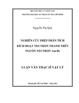 Luận văn Nghiên cứu phép phân tích kích hoạt neutron nhanh trên nguồn neutron Am-Be