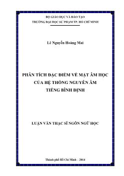 Luận văn Phân tích đặc điểm về mặt âm học của hệ thống nguyên âm tiếng Bình Định