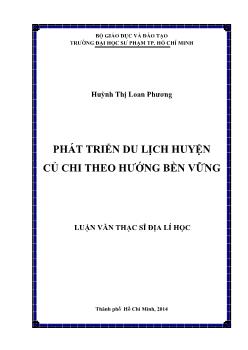 Luận văn Phát triển du lịch huyện Củ Chi theo hướng bền vững