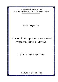 Luận văn Phát triển du lịch tỉnh Ninh Bình: thực trạng và giải pháp