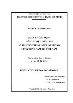 Luận văn Quản lý ứng dụng công nghệ thông tin ở trường trung học phổ thông vùng Đông nam bộ, Việt Nam