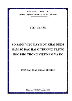 Luận văn So sánh việc dạy học khái niệm hàm số bậc hai ở trường trung học phổ thông Việt Nam và Úc