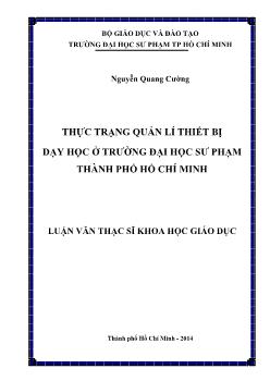 Luận văn Thực trạng quản lí thiết bị dạy học ở trường đại học sư phạm thành phố Hồ Chí Minh