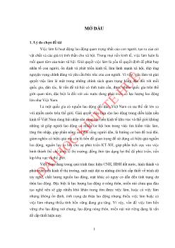 Luận văn Việc làm bền vững đối với lao động miền núi huyện Hương Trà, tỉnh Thừa Thiên Huế