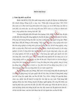 Luận văn Việc làm và thu nhập của người nông dân sau thu hồi đất ở thị xã Hương Trà, tỉnh Thừa Thiên Huế