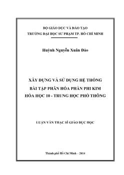 Luận văn Xây dựng và sử dụng hệ thống bài tập phân hóa phần phi kim hóa học 10 - Trung học phổ thông