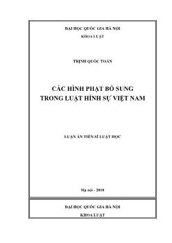 Tóm tắt Luận án Các hình phạt bổ sung trong luật hình sự Việt Nam