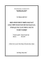 Tóm tắt Luận văn Biện pháp phát triển đội giáo viên mầm non huyện Đại Lộc tỉnh Quảng Nam theo chuẩn nghề nghiệp