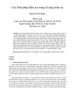 Tóm tắt Luận văn Các biện pháp điều tra trong tố tụng hình sự (Nguyễn Thị Minh)