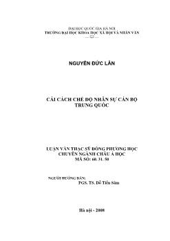 Tóm tắt Luận văn Cải cách chế độ nhân sự cán bộ Trung Quốc