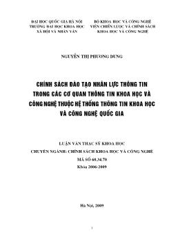 Tóm tắt Luận văn Chính sách Đào tạo Nhân lực thông tin trong các cơ quan thông tin khoa học và công nghệ thuộc hệ thống thông tin khoa học và công nghệ quốc gia