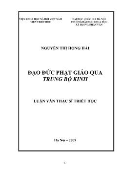 Tóm tắt Luận văn Đạo đức Phật giáo qua trung bộ kinh