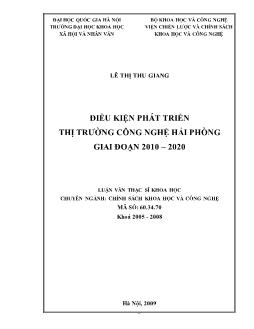 Tóm tắt Luận văn Điều kiện phát triển thị trƣờng công nghệ Hải Phòng giai đoạn 2010 – 2020