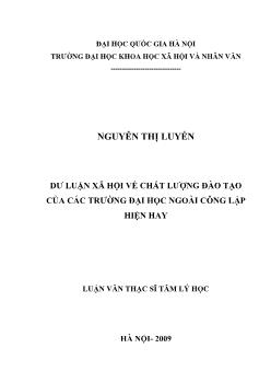 Tóm tắt Luận văn Dư luận xã hội về chất lượng đào tạo của các trường đại học ngoài công lập hiện hay