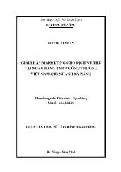 Tóm tắt Luận văn Giải pháp Marketing cho dịch vụ thẻ tại Ngân hàng TMCP Công thương Việt Nam-Chi nhánh Đà Nẵng