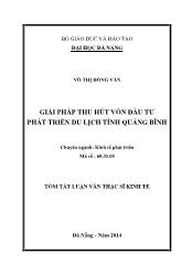 Tóm tắt Luận văn Giải pháp thu hút vốn đầu tư phát triển du lịch tỉnh Quảng Bình