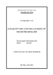 Tóm tắt Luận văn Giải quyết việc làm cho lao động nữ thành phố Đồng Hới