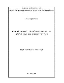 Tóm tắt Luận văn Kinh tế tri thức và những vấn đề đặt ra đối với giáo dục đại học Việt Nam