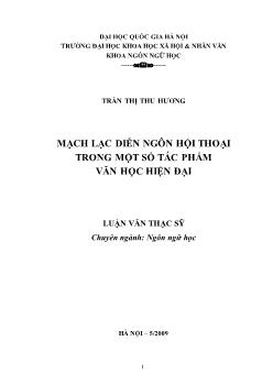 Tóm tắt Luận văn Mạch lạc diễn ngôn hội thoại trong một số tác phẩm văn học hiện đại