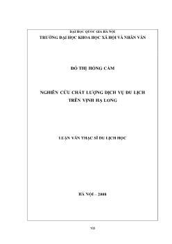 Tóm tắt Luận văn Nghiên cứu chất lượng dịch vụ du lịch trên Vịnh Hạ Long