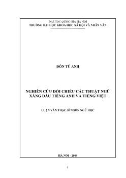 Tóm tắt Luận văn Nghiên cứu đối chiếu các thuật ngữ xăng dầu tiếng Anh và tiếng Việt