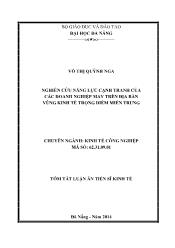 Tóm tắt Luận văn Nghiên cứu năng lực cạnh tranh của các doanh nghiệp may trên địa bàn vùng kinh tế trọng điểm miền trung