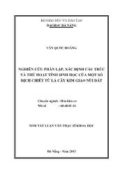 Tóm tắt Luận văn Nghiên cứu phân lập, xác định cấu trúc và thử hoạt tính sinh học của một số dịch chiết từ lá cây kim giao núi đất