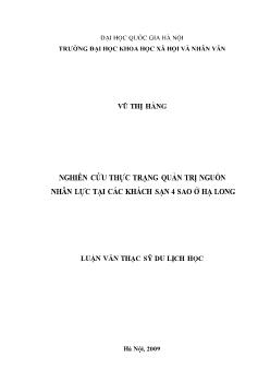 Tóm tắt Luận văn Nghiên cứu thực trạng quản trị nguồn nhân lực tại các khách sạn 4 sao ở Hạ Long
