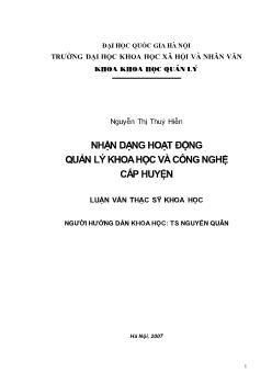 Tóm tắt Luận văn Nhận dạng hoạt động quản lý khoa học và công nghệ cấp huyện