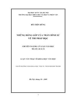 Tóm tắt Luận văn Những đóng góp của Trần Đình Sử về thi pháp học