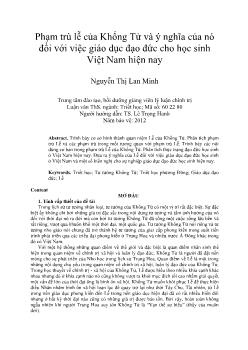 Tóm tắt Luận văn Phạm trù lễ của Khổng Tử và ý nghĩa của nó đối với việc giáo dục đạo đức cho học sinh Việt Nam hiện nay