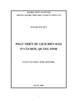 Tóm tắt Luận văn Phát triển du lịch biển đảo ở Vân Đồn, Quảng Ninh