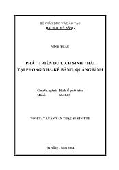 Tóm tắt Luận văn Phát triển du lịch sinh thái tại Phong Nha-Kẻ Bàng, Quảng Bình